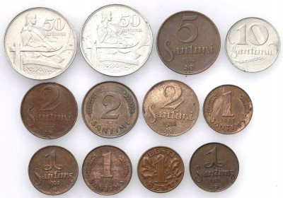 Łotwa, Estonia. Zestaw 12 monet – RÓŻNE