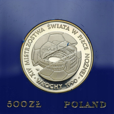 PRL 500 złotych 1988 MŚ w piłce nożnej Włochy 1990