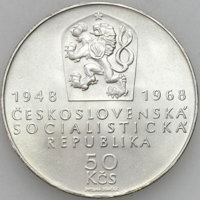 Czechosłowacja 50 koron 1968 Niepodległość SREBRO