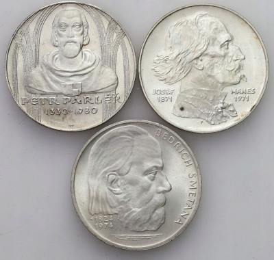 Czechosłowacja. 100 koron 1971-80. SREBRO – 3 szt