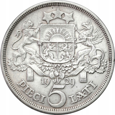 Łotwa. 5 Lati 1929 – SREBRO