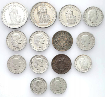 Francja, zestaw 14 monet, różne