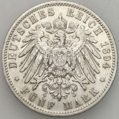 Niemcy, Saksonia. 5 Marek 1894 E, Muldenhütten