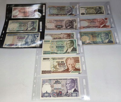 Turcja. Banknoty, zestaw 23 sztuk