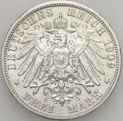 Niemcy, Badenia. 3 marki 1909 G, Karlsruhe