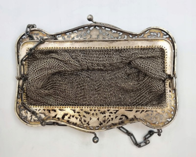 Francja, XIX wiek torebka balowa - SREBRO