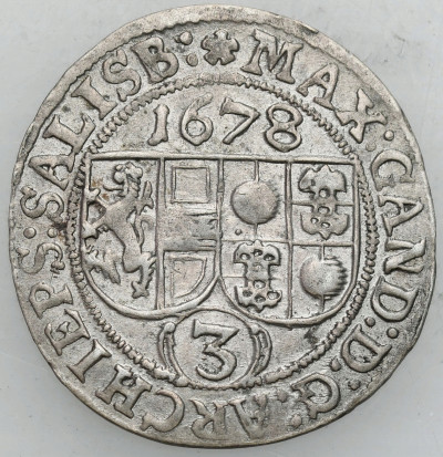 Austria, Salzburg. Maksymilian. 3 krajcary 1678