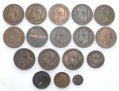 Włochy, zestaw 17 monet – RÓŻNE