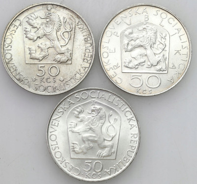 Czechosłowacja. 50 koron 1970-1978, SREBRO– 3 szt