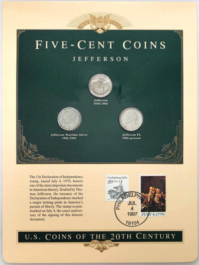 USA. 5 centów 1944-1991 – 3 szt – SREBRO