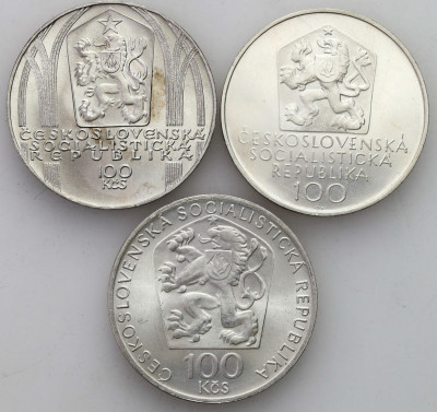 Czechosłowacja. 100 koron 1971-80. SREBRO – 3 szt