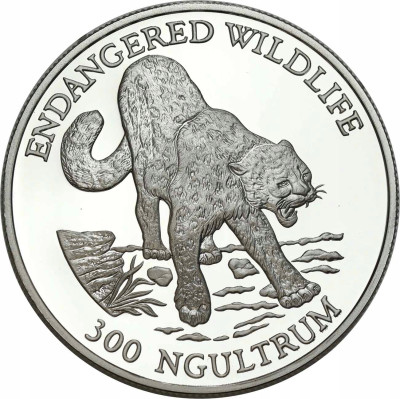 Bhutan 300 ngultrum, 1991 - irbis śnieżny - SREBRO