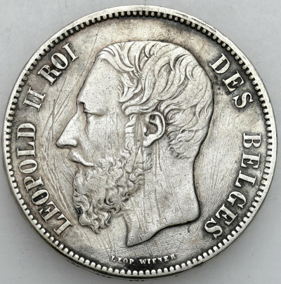 Belgia Leopold II 5 franków 1868 Bruksela - SREBRO