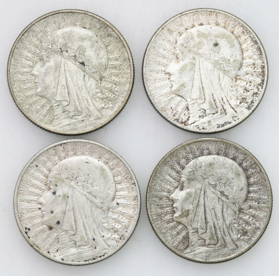II RP. 5 złotych 1932-1933 głowa kobiety 4 szt.