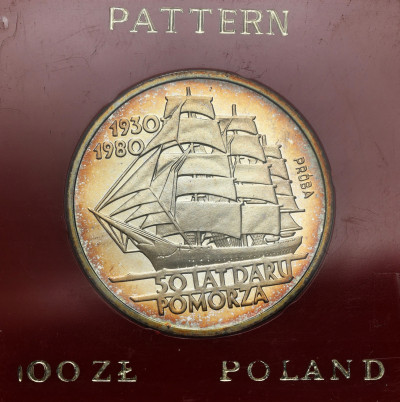 PRÓBA Srebro 100 złotych 1980 Dar Pomorza