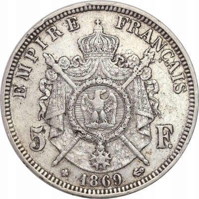 Francja - 5 franków 1869 BB Napoleon - SREBRO