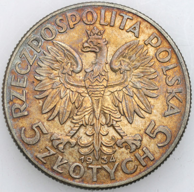 II RP. 5 złotych 1934 głowa kobiety