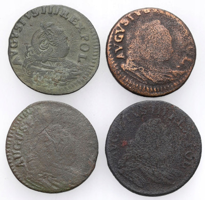 August III Sas. Grosz 1754-1755, zestaw 4 monet
