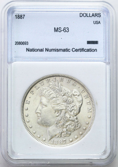 USA - 1 dolar Morgana 1887 - SREBRO NNC MS63
