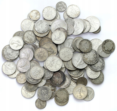 Francja - zestaw monet 105 sztuk - SREBRO