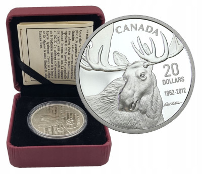 Kanada 20 $ dolarów 2012 Łoś – SREBRO