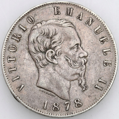 Włochy - 5 Lirów Vittorio Emanuele 1878 - SREBRO