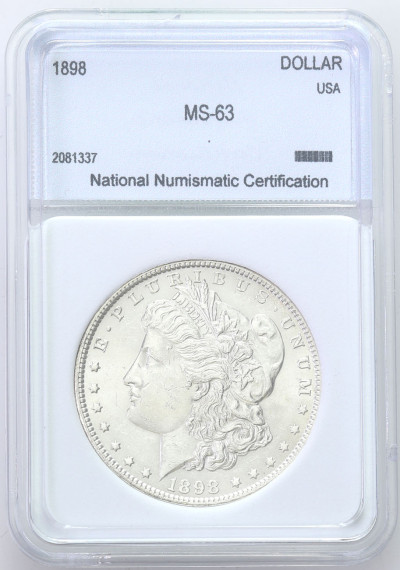 USA - 1 dolar Morgana 1898 - SREBRO NNC MS63