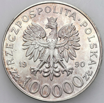 III RP. 100.000 złotych 1990 Solidarność typ A