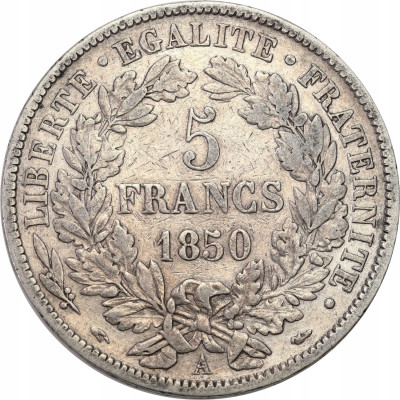 Francja - 5 Franków 1850 A Paris - SREBRO