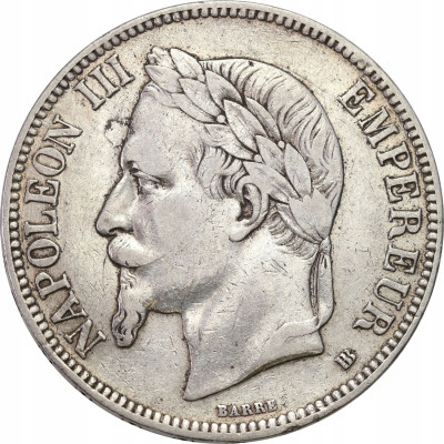 Francja - 5 franków 1869 BB Napoleon - SREBRO