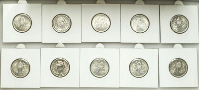 Austria 1 korona 1913-1915. RÓŻNE, SREBRO – 10 szt