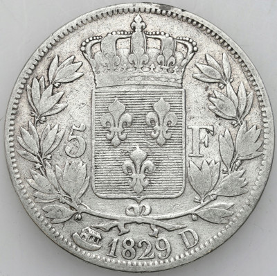 Francja - 5 Franków Charles 1829 D - SREBRO