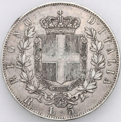 Włochy - 5 Lirów Vittorio Emanuele 1878 - SREBRO
