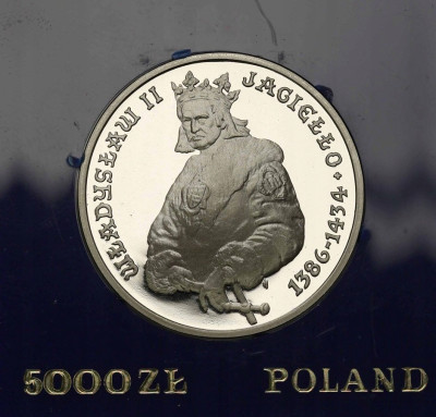 5000 złotych 1989 Jagiełło półpostać - SREBRO