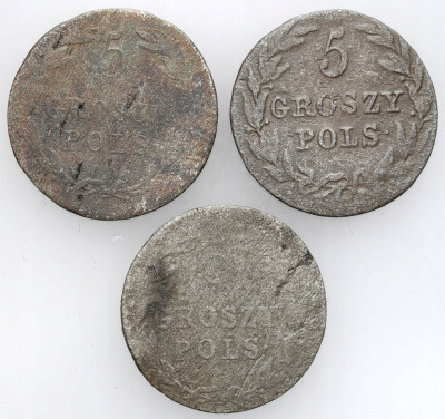 5 groszy 1816 i 1823 IB, Warszawa, 3 szt.