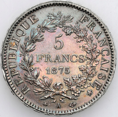 Francja - 5 Franków Herkules 1875 A - SREBRO