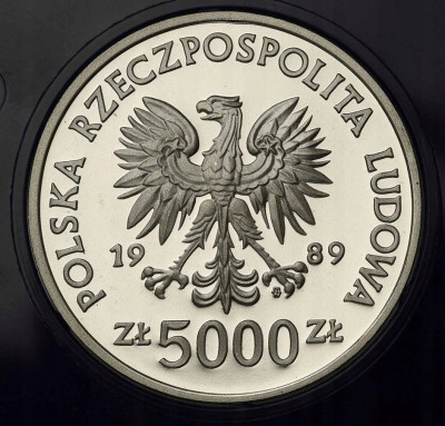 5000 złotych 1989 Jagiełło półpostać - SREBRO