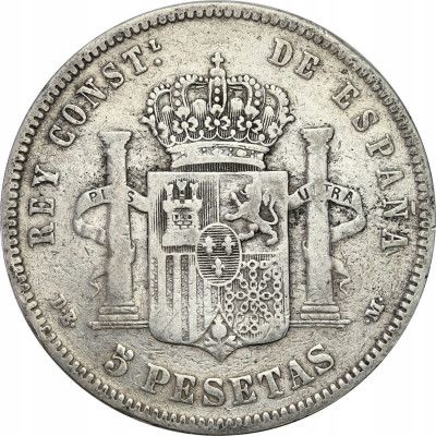 Hiszpania - 5 Peset 1877 - SREBRO