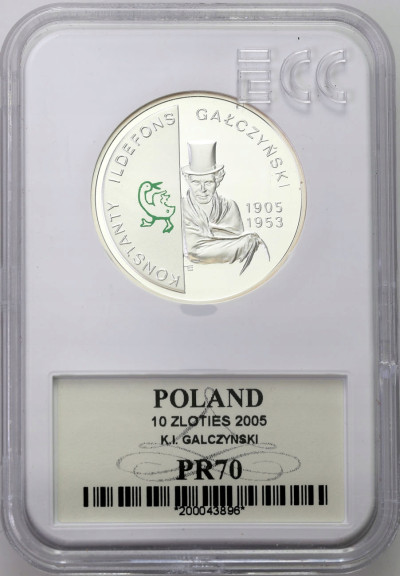 10 złotych 2005 Gałczyński- GCN PR70 – SREBRO