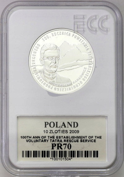 III RP. 10 złotych 2009 TOPR - GCN PR70 – SREBRO
