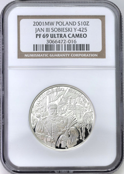10 złotych 2001 Sobieski NGC PF69 ULTRA CAMEO