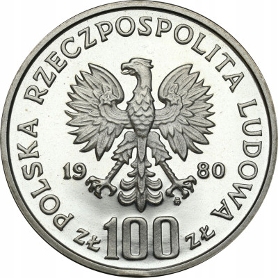 PRÓBA SREBRO 100 złotych 1980 Kochanowski