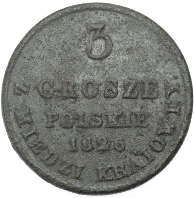 Polska XIX w. Mikołaj I. 3 Grosze Polskie 1826