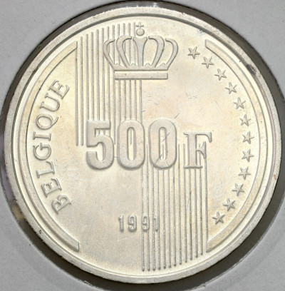 Belgia, 500 franków 1991, Baldwin I – SREBRO