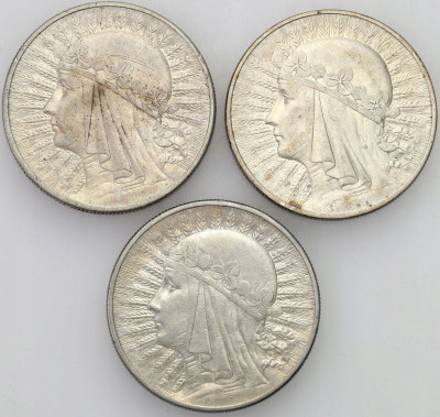 10 złotych Głowa Kobiety 1932-1933 – 3 sztuki
