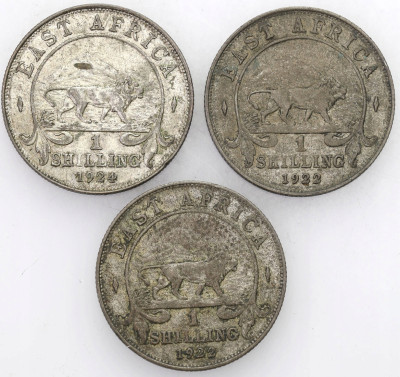 Afryka Wschodnia, Szyling 1922-1924, 3 szt.