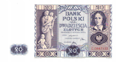 20 złotych 1936 seria CJ – ŁADNY