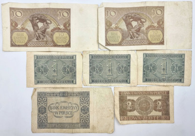 Zestaw banknotów polskich 1940-1941 – 7 sztuk