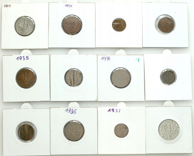 II RP. 1 do 50 groszy 1923 – 1938, 12 sztuk