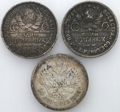 Rosja, 50 kopiejek, połtinnik 1899-1925 – 3 szt